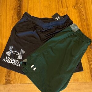 Under Armour Black and Dark Green Kids' Athletic Shorts 2-Pack
